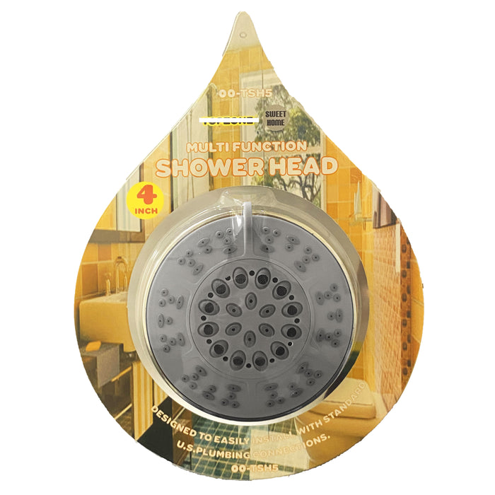 1 Multi Function Shower Head Nozzle 5 Settings Plastic Silver Showerhead Bath 4"