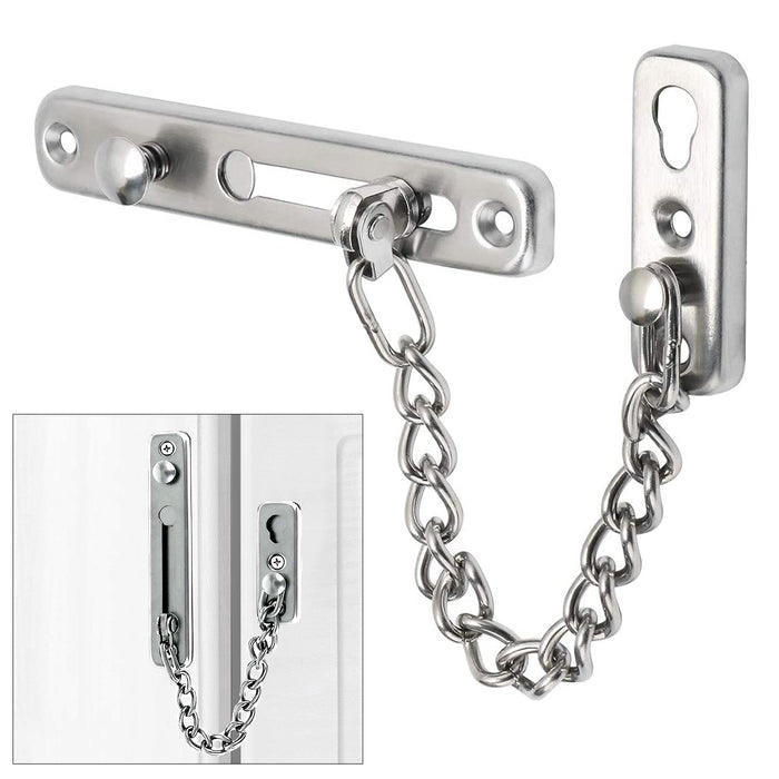 4 Pc Silver Door Guard Chain Bolt Latch Slide Lock Home Security Steel Hardware