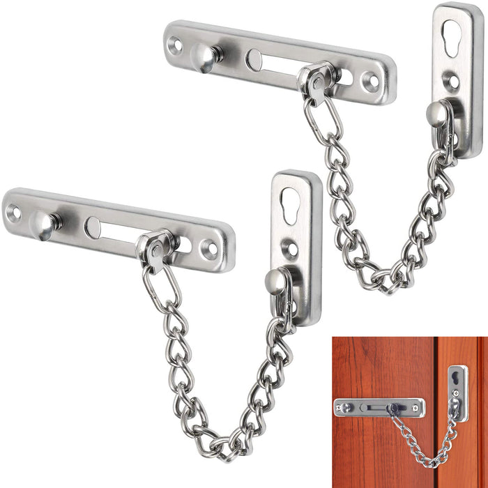 2 Pc Bolt Entry Security Door Chain Guard Latch Steel Slide Lock Home Security