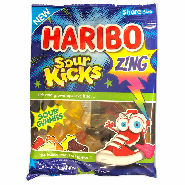 4 Bags Haribo Gummies Gummy Chewy Sour Kicks Fruit Candy Party Treat 3.6oz Each