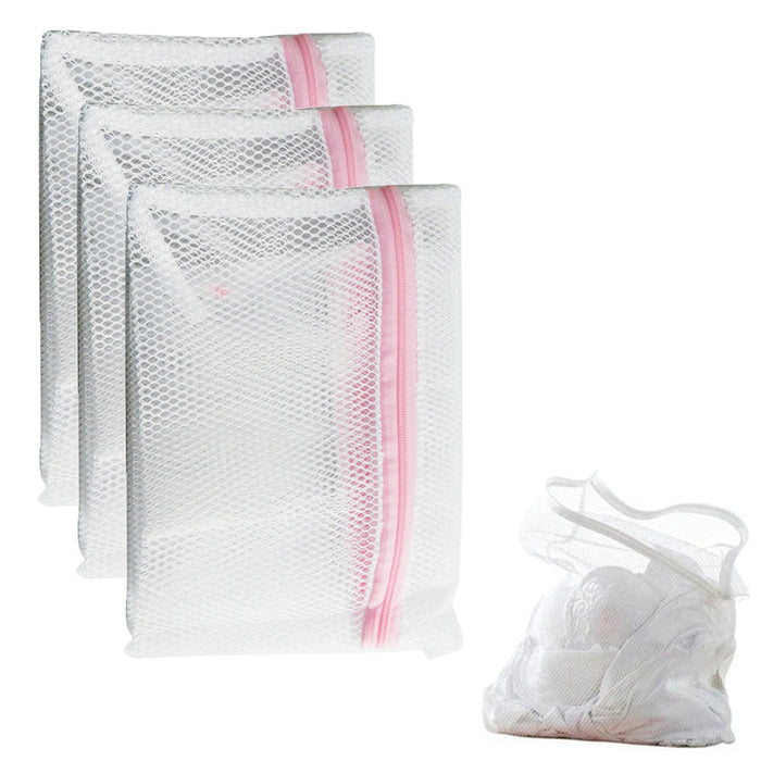 3 Laundry Wash Bags Mesh Zippered Delicate Intimates Lingerie Socks Bra Clothes