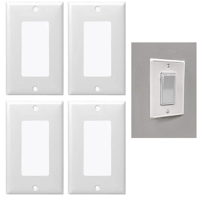 4 X Single Switch Decorator Wall Plate Cover 1 Gang Plastic Plates Standard Size