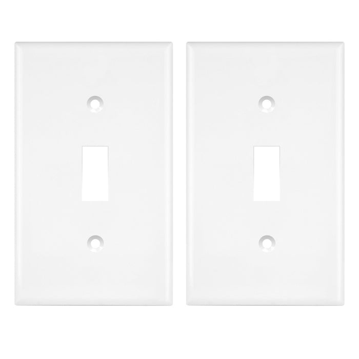 2 Single Switch Wall Plate Cover 1 Gang Plastic White Outlet Light Switch Cover