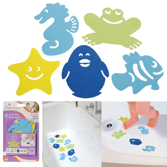 10 Pc Anti-Slip Bath Mats Tub Shower Textured Animal Sticker Pads Non Skid Baby