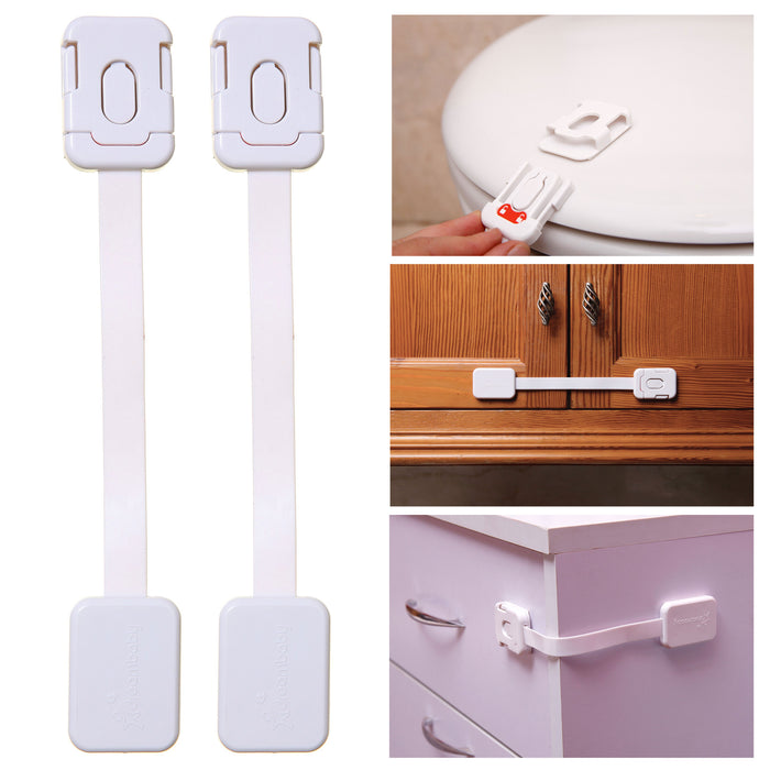 2 Children Toilet Seat Appliance Drawer Lock Baby Proof Safe Cabinet Door Fridge