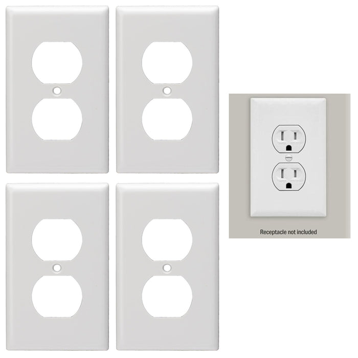 4 X Standard Size Dual Duplex Receptacle Outlet Wall Plate Cover Plug Heavy Duty