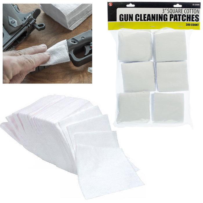 300 Cotton Gun Cleaning Patches 3" Square Rifle Pistol Firearm Maintenance