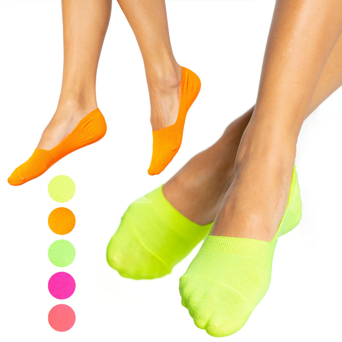 9 Pairs Neon Womens Low Cut No Show Socks Liner Boat Cover Footies Colors 9-11