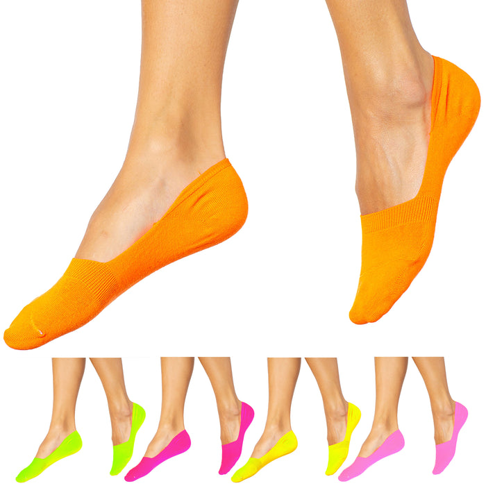 3 Pairs Womens Neon Low Cut No Show Socks Liner Boat Ballet Foot Cover Footies