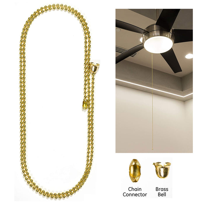 1 Pc Fan Ball Pull Chain 3 Ft Gold Brass Plated Steel Lamp Extension Ceiling