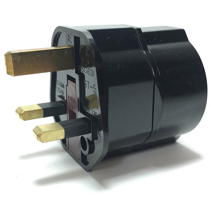2 X Euro Plug Schuko EU European 2 Pin to 3 UK Travel Adaptor BS CE Approved