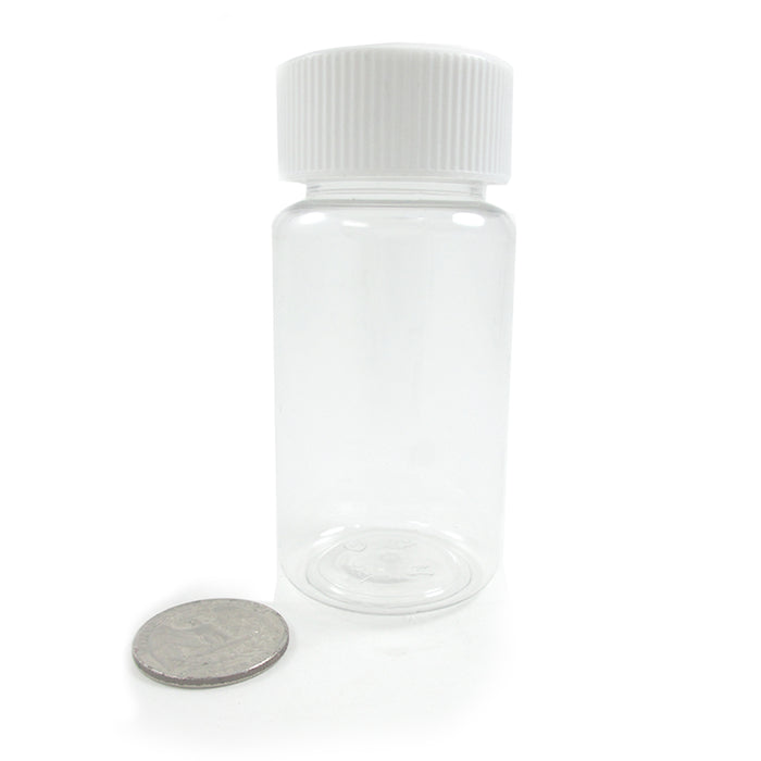 2 Empty Plastic Pill Bottles Cap Medicine Container Vitamin Capsule Case Holder