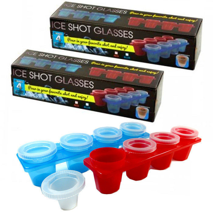 2 X Round Ice Shot Glasses Cube Tray 4 Cup Plastic Mold Cool Party Drinks