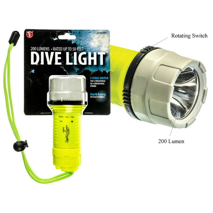 1 Dive Light Underwater 200 Lumens Diving Waterproof Flashlight Scuba Torch 50ft