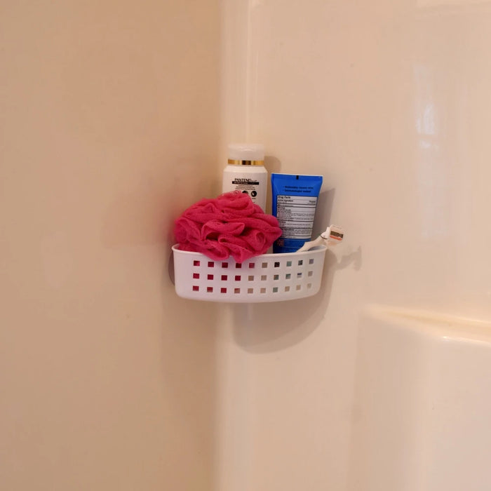 2 Pc Bathroom Shower Caddy Shelf Corner Bath Wall Mount Rack Holder Organizer