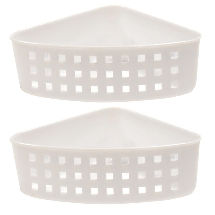 2 Pc Bathroom Shower Caddy Shelf Corner Bath Wall Mount Rack Holder Organizer