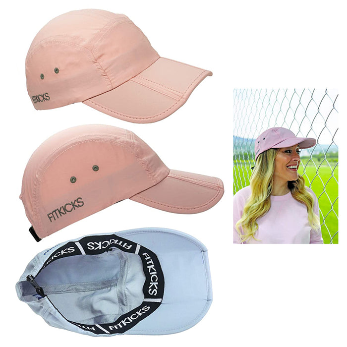 2 FitKicks Folding Baseball Cap Hat Pocket Visor Fishing Hiking One Size UPF 50+