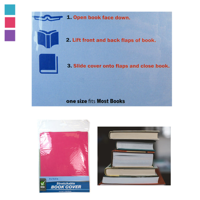 6 Pack New Book Covers Stretchable Fabric Jumbo Size Book Cover Assorted Colors