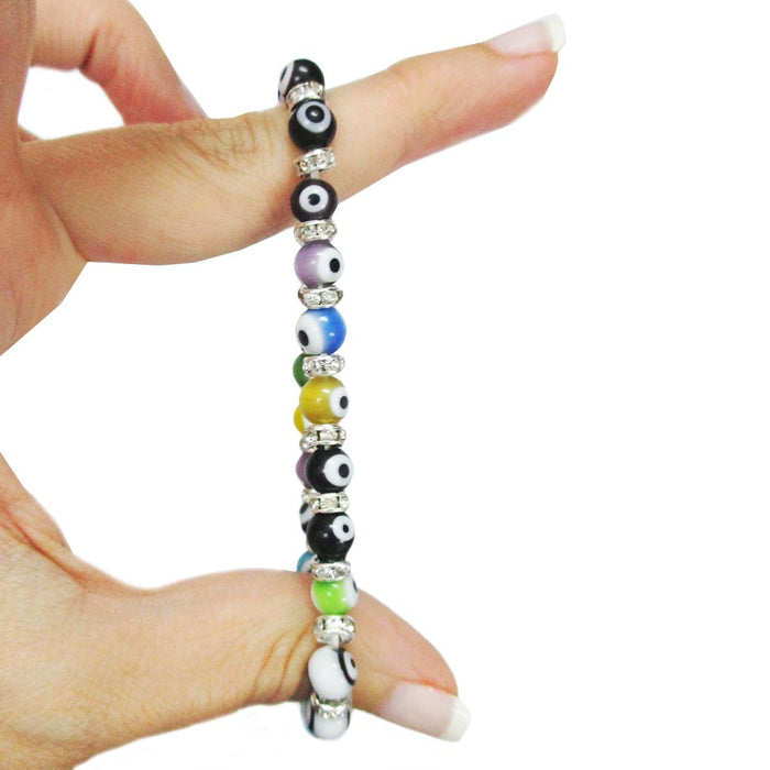 2 Turkish Evil Eye Bracelet Glass Beads Hamsa Judaica Nazar Kabbalah Protection