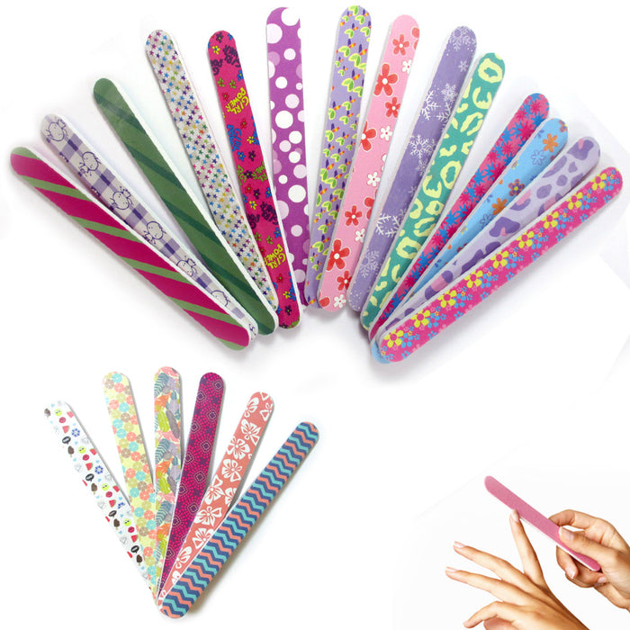 12 Double Sided Nail File Emery Board Manicure Pedicure Assorted Gift Set Design