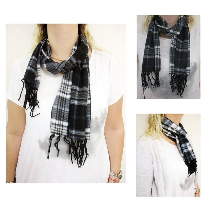 3 Pc Men Women Cashmere Fleece Scarf Warm Plaid Pashmina Wool Winter Scarves