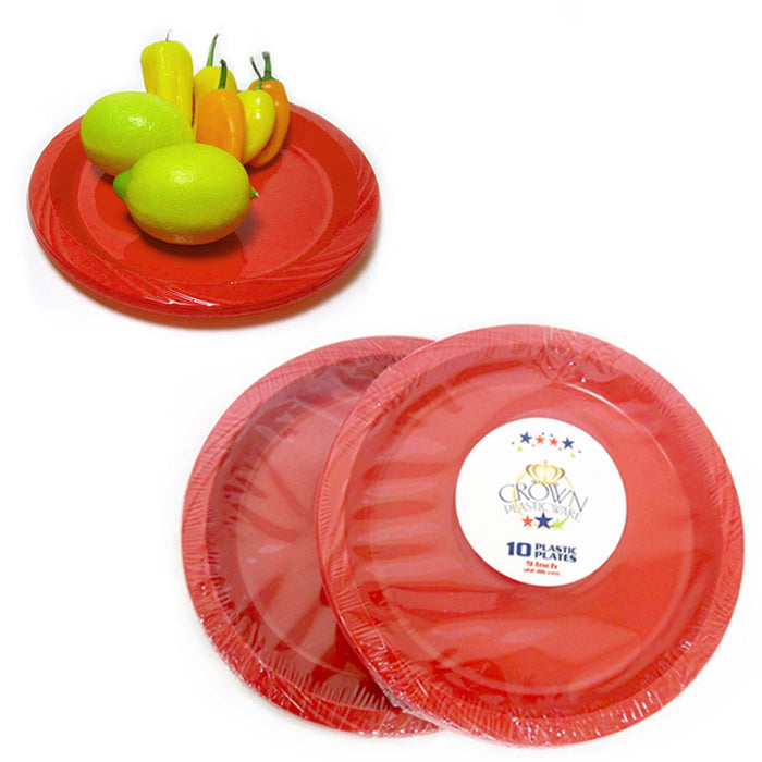 20 Solid Red Plastic Plates Disposable Wedding Birthday Party Dish Tableware 9"