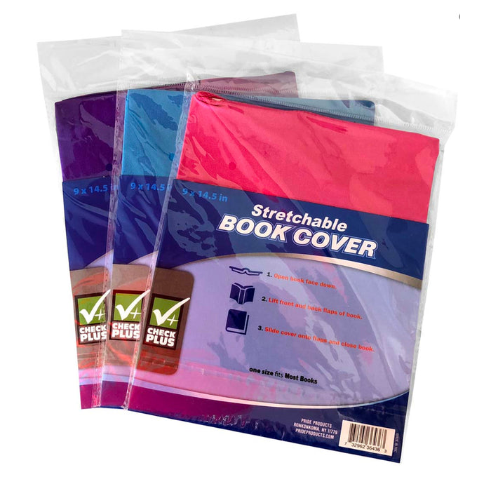 6 Pack New Book Covers Stretchable Fabric Jumbo Size Book Cover Assorted Colors