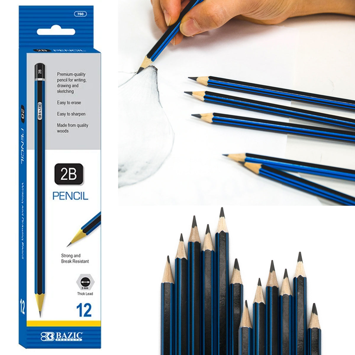 96 Ct Professional 2B Graphite Pencils Drawing Sketching Shading Blending  Artist