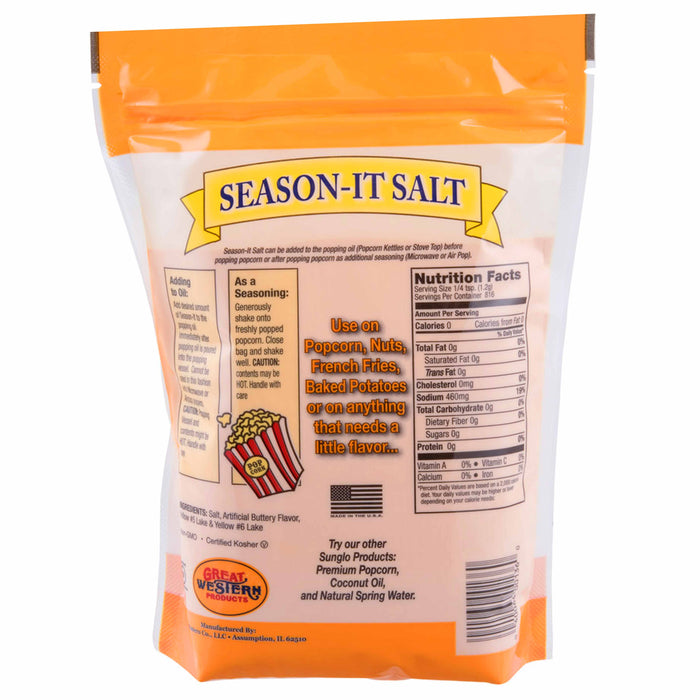 1 Sunglo Season-It Salt Movie Theater Buttery Popcorn Kernel Flavor Non-GMO 35oz