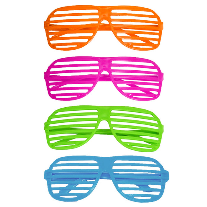 4 Pack Novelty Place Neon Color Party Shutter Glasses Slotted Shading Sunglasses
