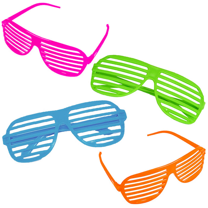 4 Pack Novelty Place Neon Color Party Shutter Glasses Slotted Shading Sunglasses