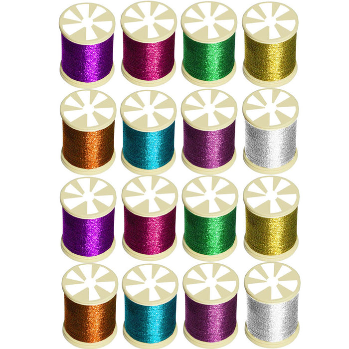 24PC Metallic Glitter Sewing Threads Set Embroidery Quilting Stitching Craft