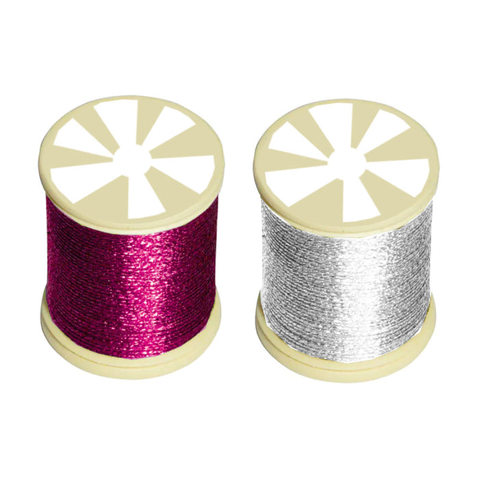 8PC Metallic Glitter Sewing Threads Gold Silver Green Pink Purple L/Blue Violet
