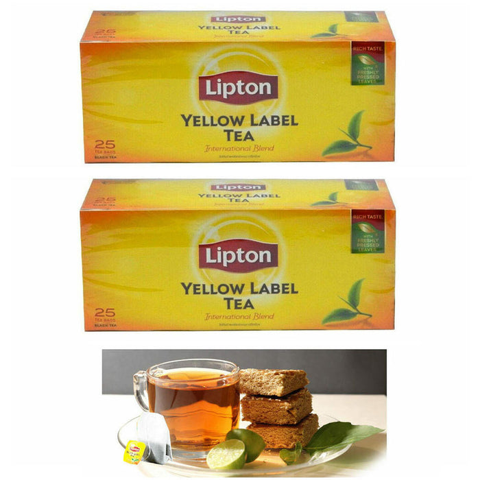 50 Lipton Tea Bags Yellow Label Natural Black Tea Hot Cold International Blend