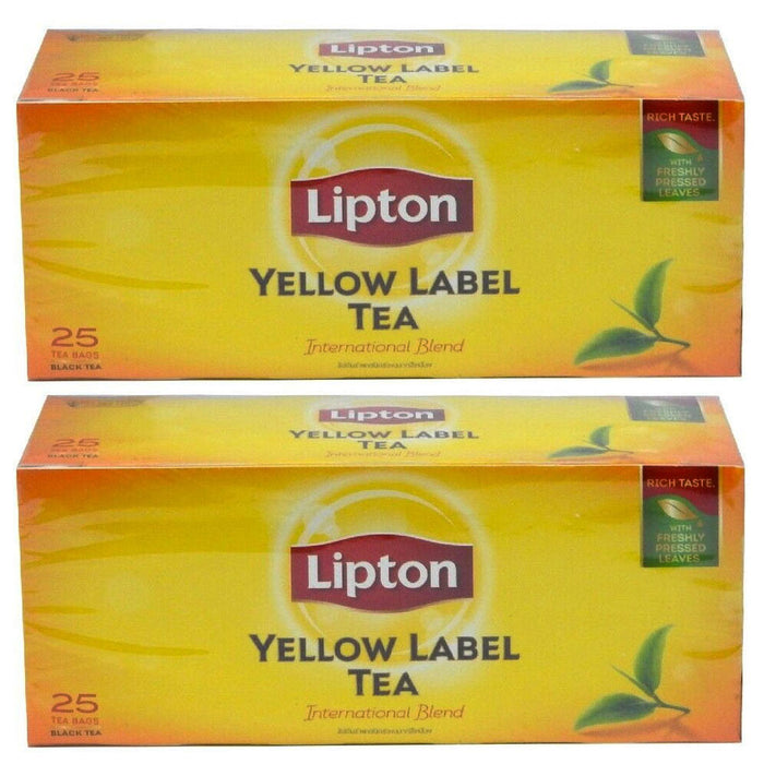 50 Lipton Tea Bags Yellow Label Natural Black Tea Hot Cold International Blend
