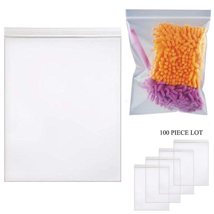 100 Pc Clear Poly Bags 2 Mil 8 x 10 Resealable Seal Lock Reclosable Zip Plastic