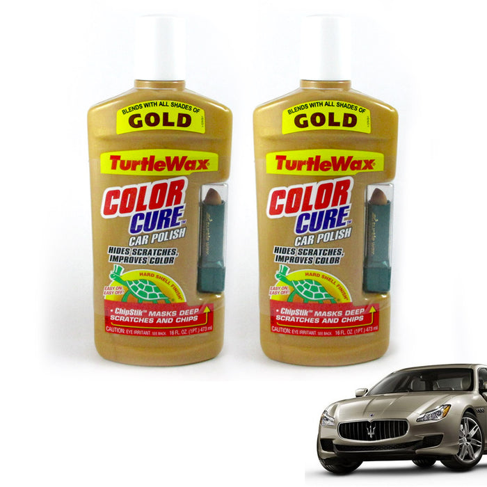2 Turtle Wax Color Cure Car Polish ChipStik Gold Scratch Seal Detail 16 Oz New !