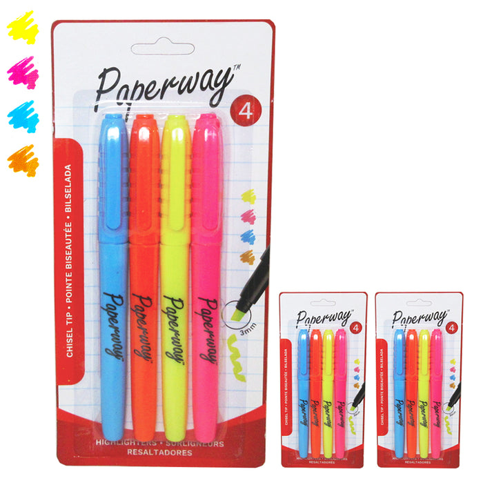 12 PK Highlighter Pen Markers Bright Neon Colors Chisel Tip School Office Bible