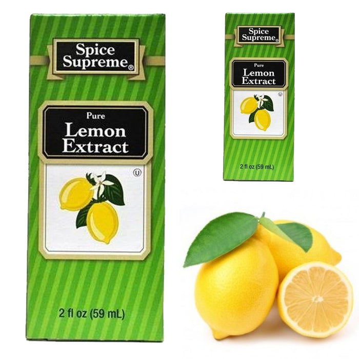 2 Spice Supreme Pure Lemon Extract Seasoning 2 Oz Jar Cook Meat Veggies Drinks
