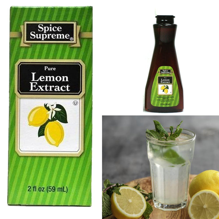 2 Spice Supreme Pure Lemon Extract Seasoning 2 Oz Jar Cook Meat Veggies Drinks