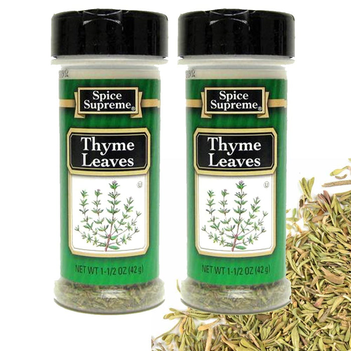 2Pc Spice Supreme Thyme Leaves Seasoning 1.5 Ounce Jar Cooking Dry Meats Veggies