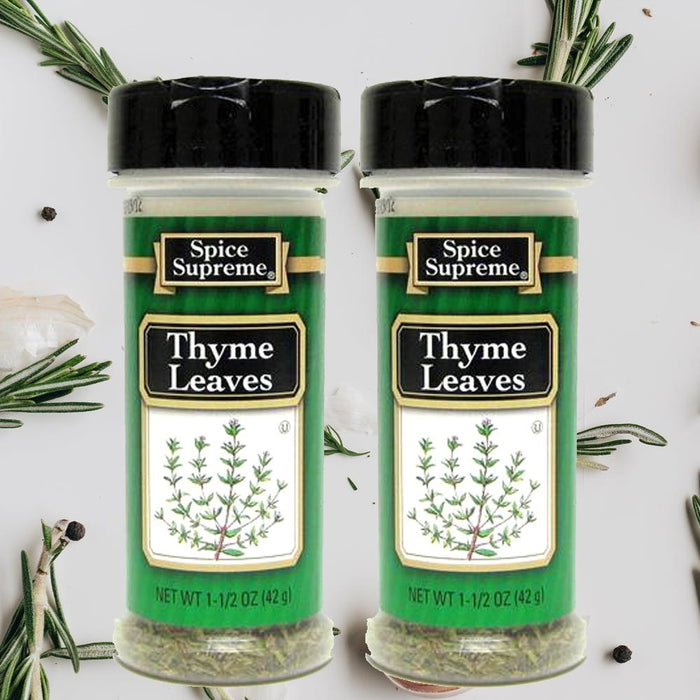 2Pc Spice Supreme Thyme Leaves Seasoning 1.5 Ounce Jar Cooking Dry Meats Veggies