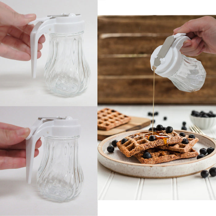 Honey Syrup Dispenser Glass Jar 7.6 oz Retro Style W/ Handle Container USA Stock