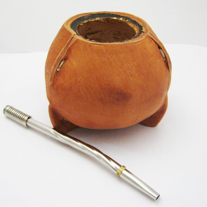 Argentina Mate Gourd Yerba Tea With Bombilla Straw Set Handmade Artisan Drink