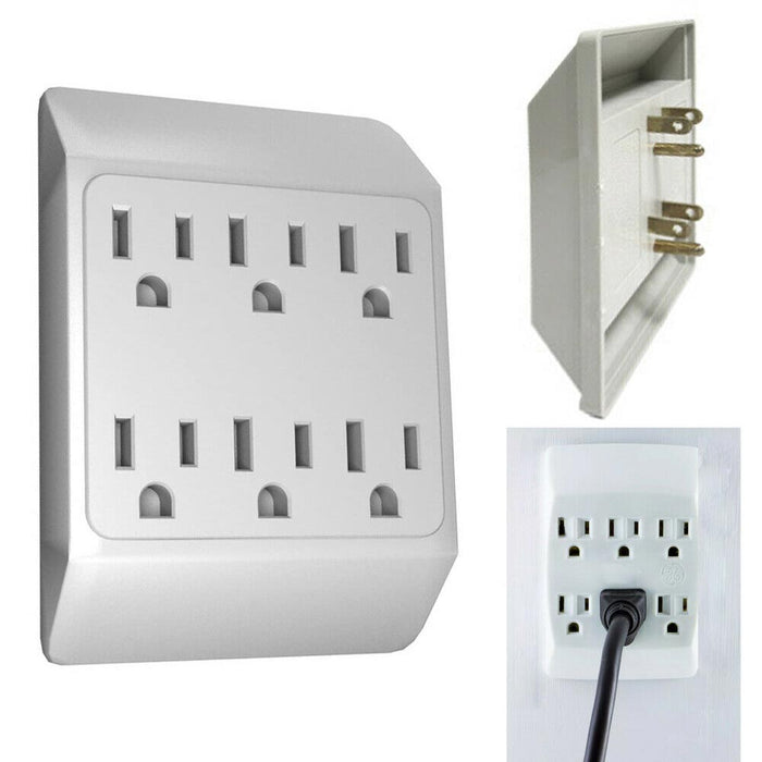 1 PC 6 Outlet Wall Tap Grounded Power Adapter Port Indoor AC Plug ETL Listed New