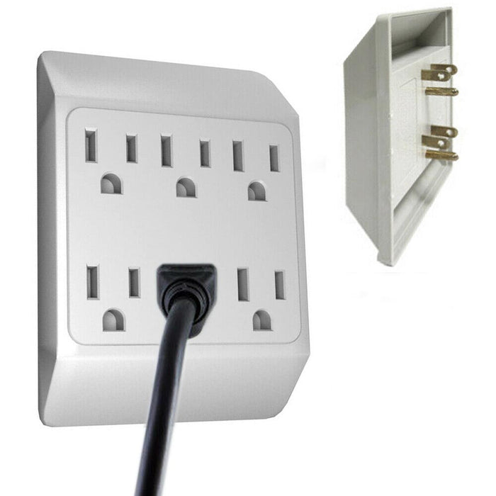 1 PC 6 Outlet Wall Tap Grounded Power Adapter Port Indoor AC Plug ETL Listed New