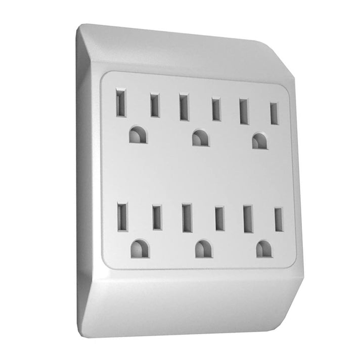 1 PC 6 Outlet Wall Tap Grounded Power Adapter Port Indoor AC Plug ETL Listed New