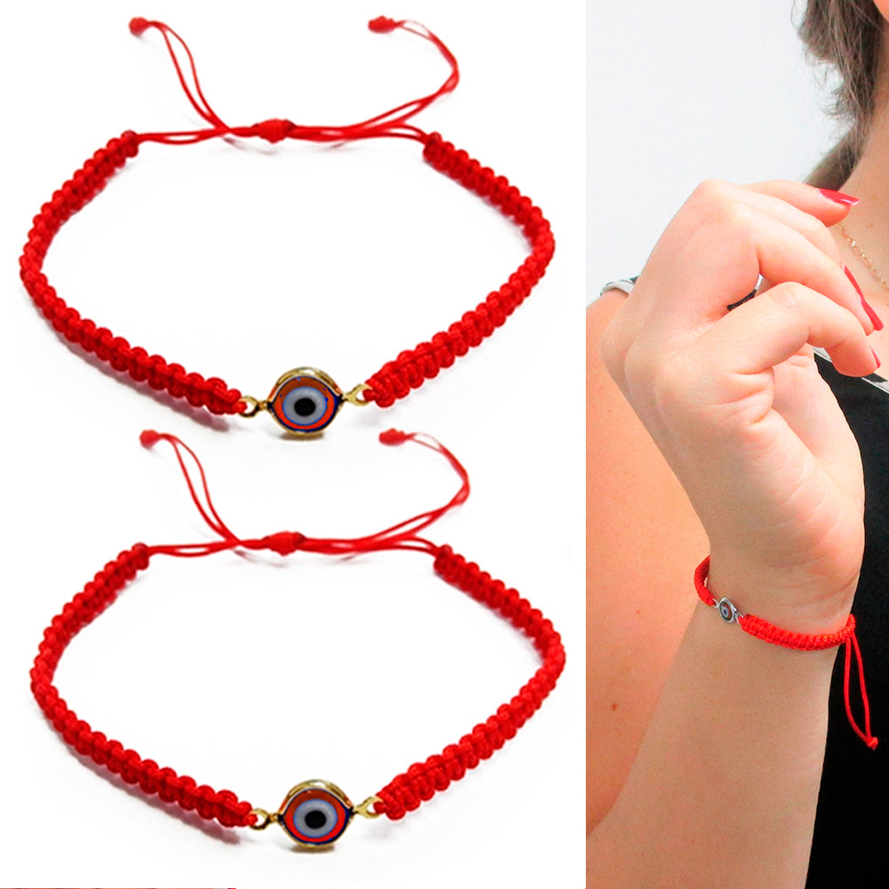 NAZ COLLECTION Evil Eye Bracelet - Handmade Black String, Glass Eye, Adjustable For Protection