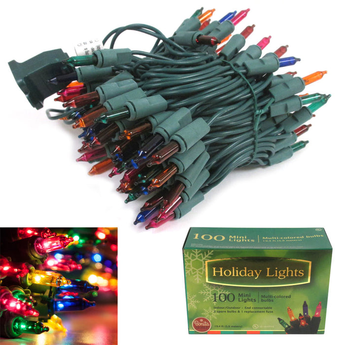 100 Multicolor Christmas Holiday Mini Lights Indoor Outdoor Holiday String Light