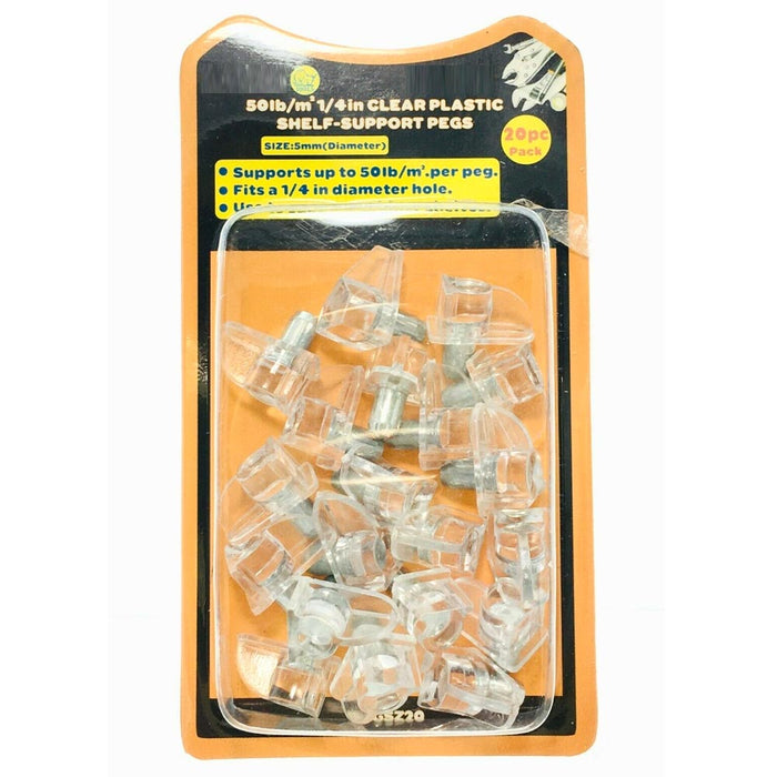 60 Pcs 5MM 3/16" Inch Clear Shelf Support Pin Peg Plastic Cabinet Book Shelves